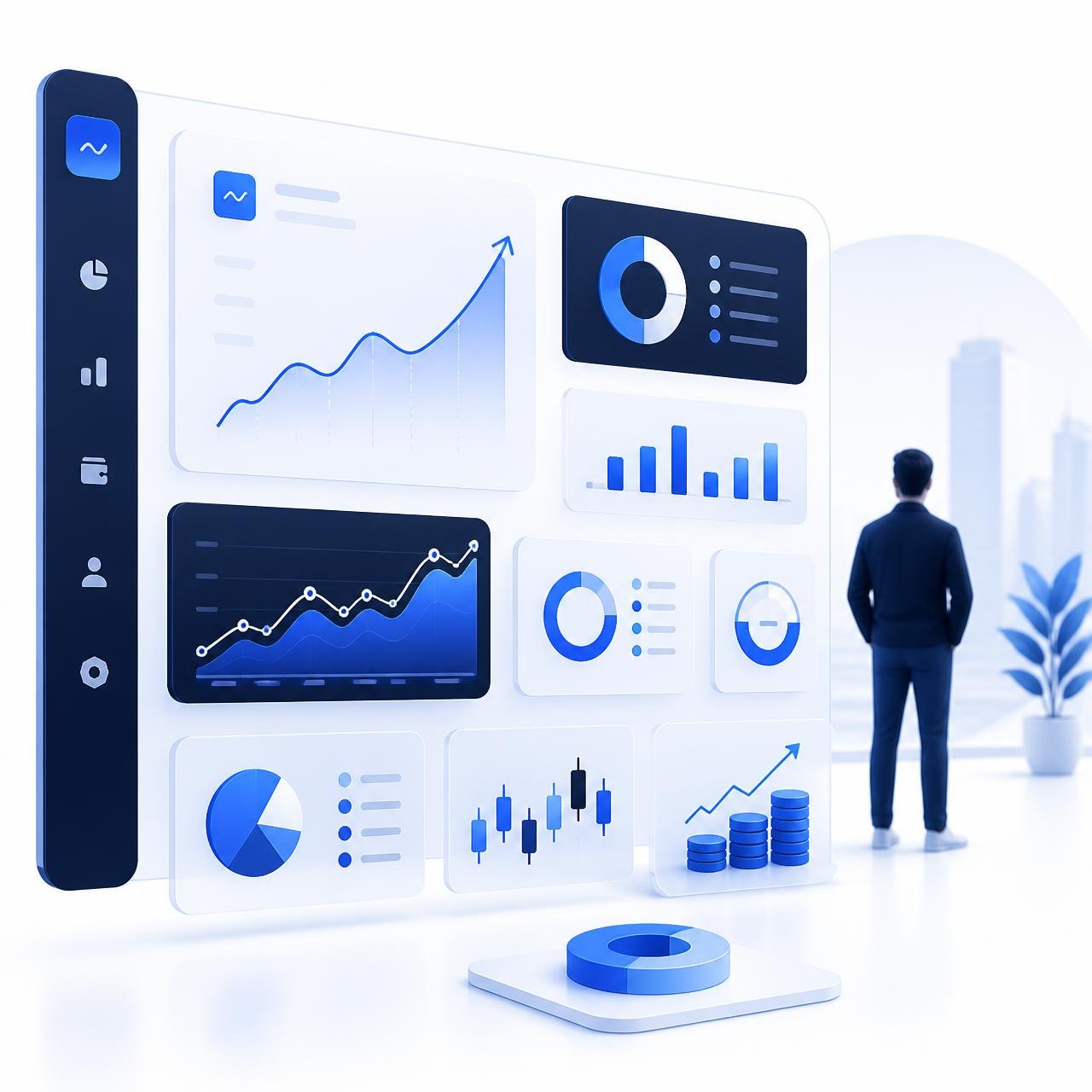 Dashboard financeiro com indicadores e gráficos
